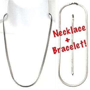 REVERSIBLE! 5MM Sterling Silver Italian Necklace & Bracelet Set! By Milor!